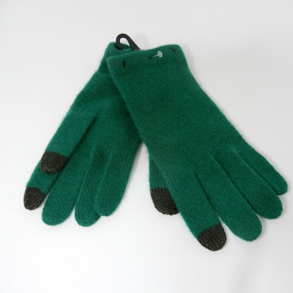 Louisa Perini Ladies 100% Cashmere Knit Gloves Green ONE SIZE Tech Friendly NEW